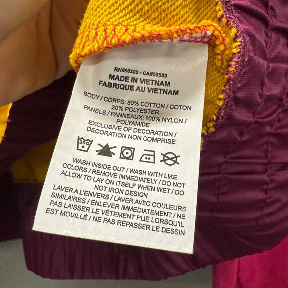 Nike Sweatshirt Womens XL Oversized Pullover Terry Nylon Mix Gold Pink Maroon - Picture 7 of 9